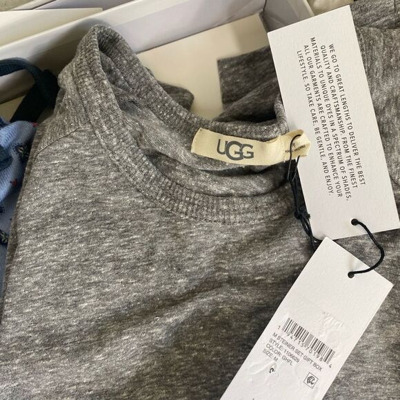 NEW UGG Steiner men’s loungewear set box pats & top gray blue size Medium - Picture 10 of 11